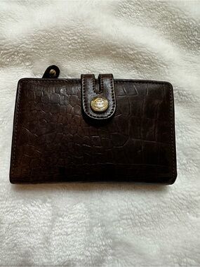 THE TREND Ladies Y2K Classic Brown Embossed Italian Leather Wallet EUC
